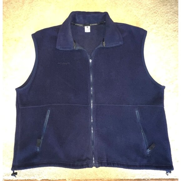 Columbia Mens XXL Fleece Vest Full Zip Sleeveless Jacket 100% Polyester Navy - Picture 1 of 3